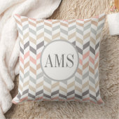 パステルヘリンボーンモノグラムパーソナライズされた クッション (ブランケット)