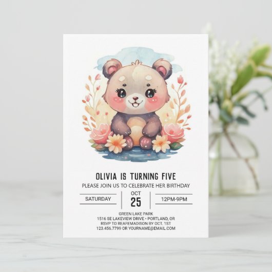 パステルベお洒落アーガール誕生日 招待状 (スタンド正面)