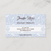 パステルベイビーブルーフローラバーズトレンディーモノグラム 名刺 (裏面)