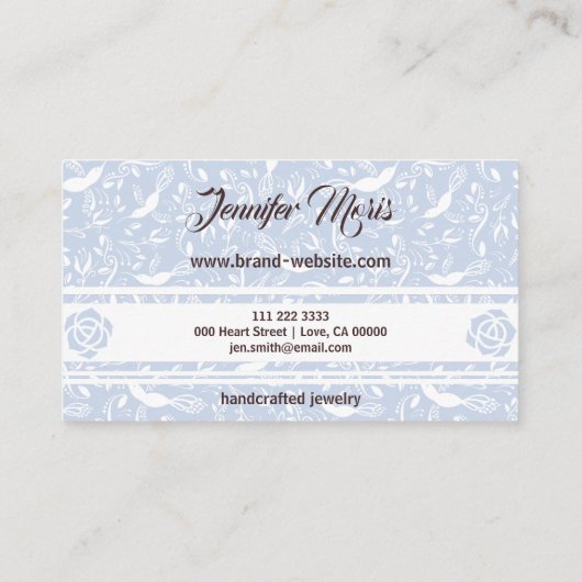 パステルベイビーブルーフローラバーズトレンディーモノグラム 名刺 (裏面)