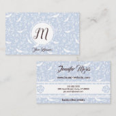 パステルベイビーブルーフローラバーズトレンディーモノグラム 名刺 (正面/裏面)