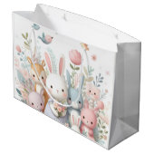 パステルベビーアニマルズベビーシャワー新生児抱き枕 ラージペーパーバッグ (裏面アングル)