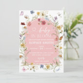 パステルベビーイン開花ワイルドフラワーベビーシャワー 招待状 (スタンド正面)