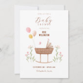 パステルベビークリブフローラベビーシャワー 招待状 (正面)