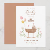 パステルベビークリブフローラベビーシャワー 招待状 (正面/裏面)