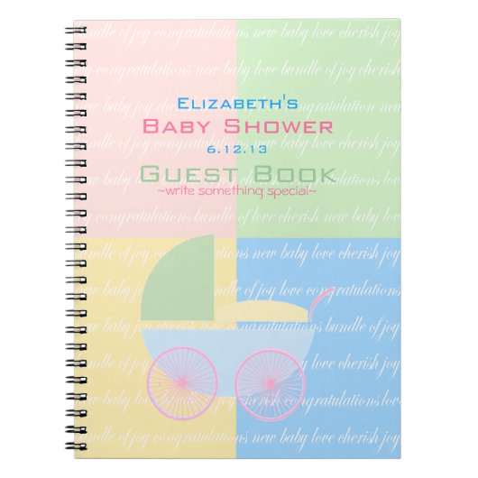 パステルベビーシャワーの来客名簿 ノートブック (正面)