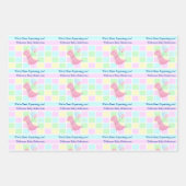 パステルベビーシャワーカワイディノアッド文字名 ラッピングペーパーシート (正面3)