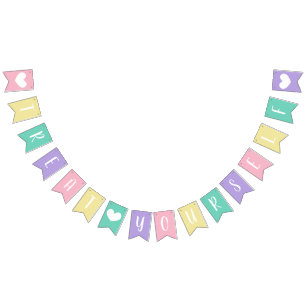 パステルベビーシャワートリートセルフデザートテーブル バンティングフラッグ