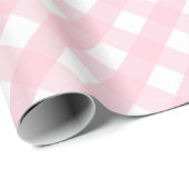 パステルベビーソフトピンクとホワイトチェックのプレイドギフト ラッピングペーパー (ロールコーナー)