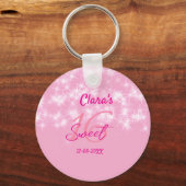 パステルベビーピンク甘い16誕生日を追加ダ キーホルダー (裏面)