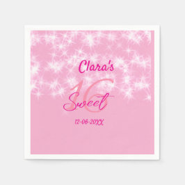 パステルベビーピンク甘い16誕生日を追加ダ スタンダードカクテルナプキン