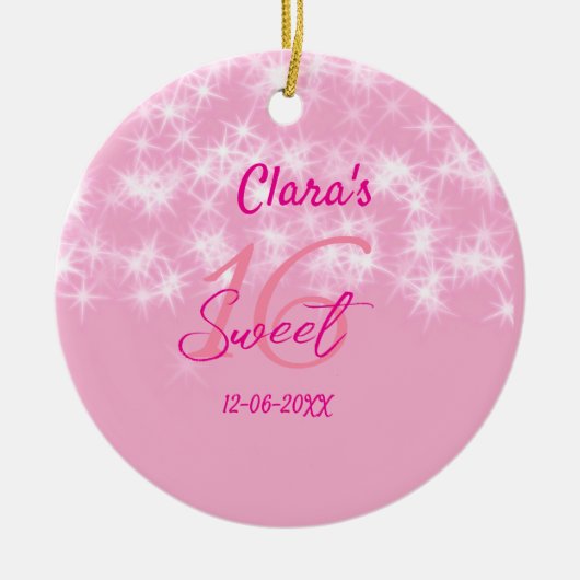 パステルベビーピンク甘い16誕生日を追加ダ セラミックオーナメント (正面)
