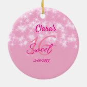 パステルベビーピンク甘い16誕生日を追加ダ セラミックオーナメント (裏面)
