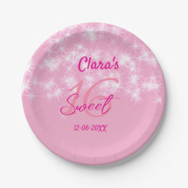 パステルベビーピンク甘い16誕生日を追加ダ ペーパープレート