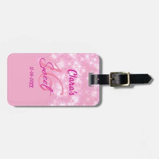 パステルベビーピンク甘い16誕生日を追加ダ ラゲッジタグ (正面横)