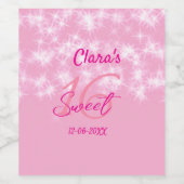 パステルベビーピンク甘い16誕生日を追加ダ ワインラベル (シングルラベル)