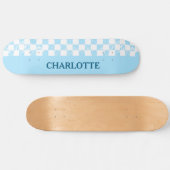 パステルベビーブルー市松模様に スケートボード (横)