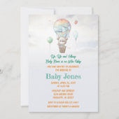 パステルベビーベアホットエアバルーンベビーシャワー 招待状 (正面)