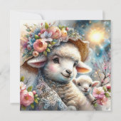 パステルベビーラム&ママクリスチャンイースター シーズンカード (正面)