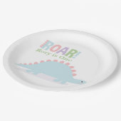 パステルベビー恐竜ロール誕生日パーティー ペーパープレート (アングル)