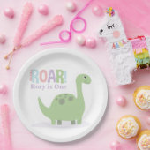 パステルベビー恐竜ロール誕生日パーティー ペーパープレート (パーティー)