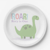 パステルベビー恐竜ロール誕生日パーティー ペーパープレート (正面)