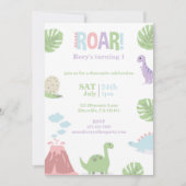 パステルベビー恐竜子供の誕生日パーティー シーズンカード (正面)