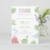 パステルベビー恐竜子供の誕生日パーティー シーズンカード (スタンド正面)