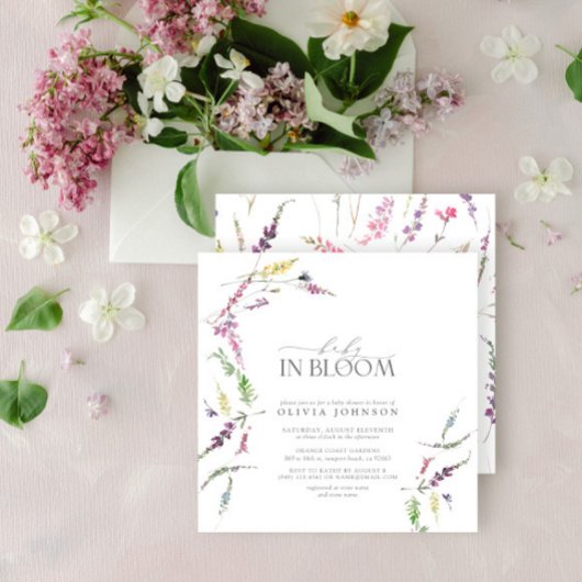 パステルベビー開花スクリプトフローラベビーシャワー 招待状