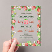 パステルベリーの甘い最初の誕生日 アクリル招待状 (インサイチュ (ポータブル))