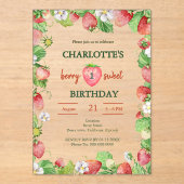 パステルベリーの甘い最初の誕生日 アクリル招待状 (正面)