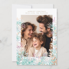 パステルベリーフレームクリスマスホリデーフォトカード シーズンカード