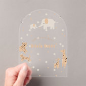 パステルベージュかわいい例証ベビーシャワー アクリル招待状 (インサイチュ (ポータブル))