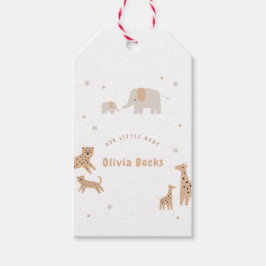 パステルベージュかわいい例証ベビーシャワー ギフトタグ