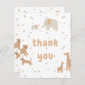 パステルベージュかわいい例証ベビーシャワー サンキューカード (正面/裏面)