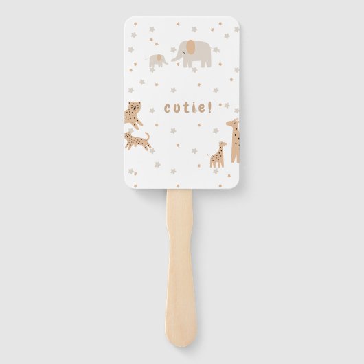 パステルベージュかわいい例証ベビーシャワー ハンドファン (裏面)