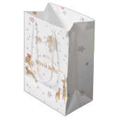 パステルベージュかわいい例証ベビーシャワー ミディアムペーパーバッグ (正面アングル)