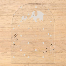 パステルベージュのかわいいイラストのベビーシャワー アクリル招待状