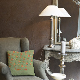 パステルベージュグリーンミントフローラルパターン名 クッション