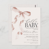 パステルベージュコケットボーガールベビーシャワー招待状 ポストカード (正面/裏面)