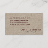 パステルベージュナチュラルリネンバーラップファブリックルック 名刺 (裏面)