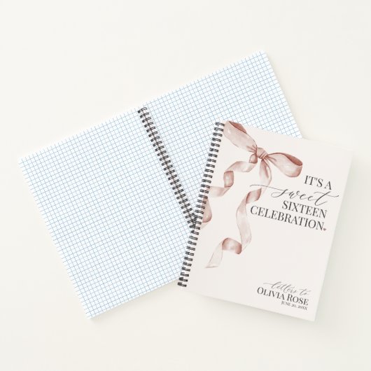 パステルベージュボウ甘い16文字へ誕生日ガール ノートブック (内部)