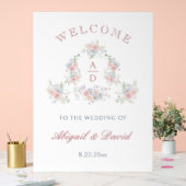 パステルペオニスフレーム結婚ズモノグラムウェルカム アクリルサイン (ウェディング)