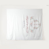 パステルペオニスフレーム結婚ズモノグラム背景 タペストリー (正面(横))