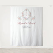 パステルペオニスフレーム結婚ズモノグラム背景 タペストリー (正面)
