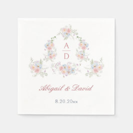 パステルペオニスフレーム結婚ズモノグラム スタンダードカクテルナプキン