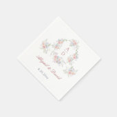 パステルペオニスフレーム結婚ズモノグラム スタンダードカクテルナプキン (角)