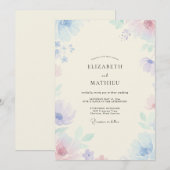 パステルペリウィンクルの野の花の結婚式 招待状 (正面/裏面)
