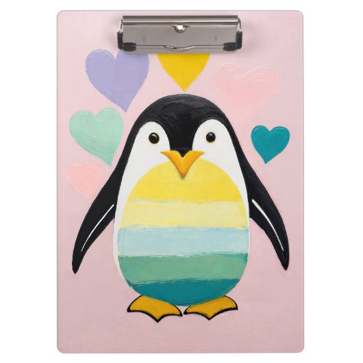 パステルペンギンのハート クリップボード (正面)