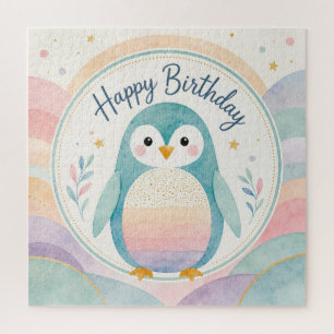 パステルペンギンのレインボーお誕生日お祝い ジグソーパズル